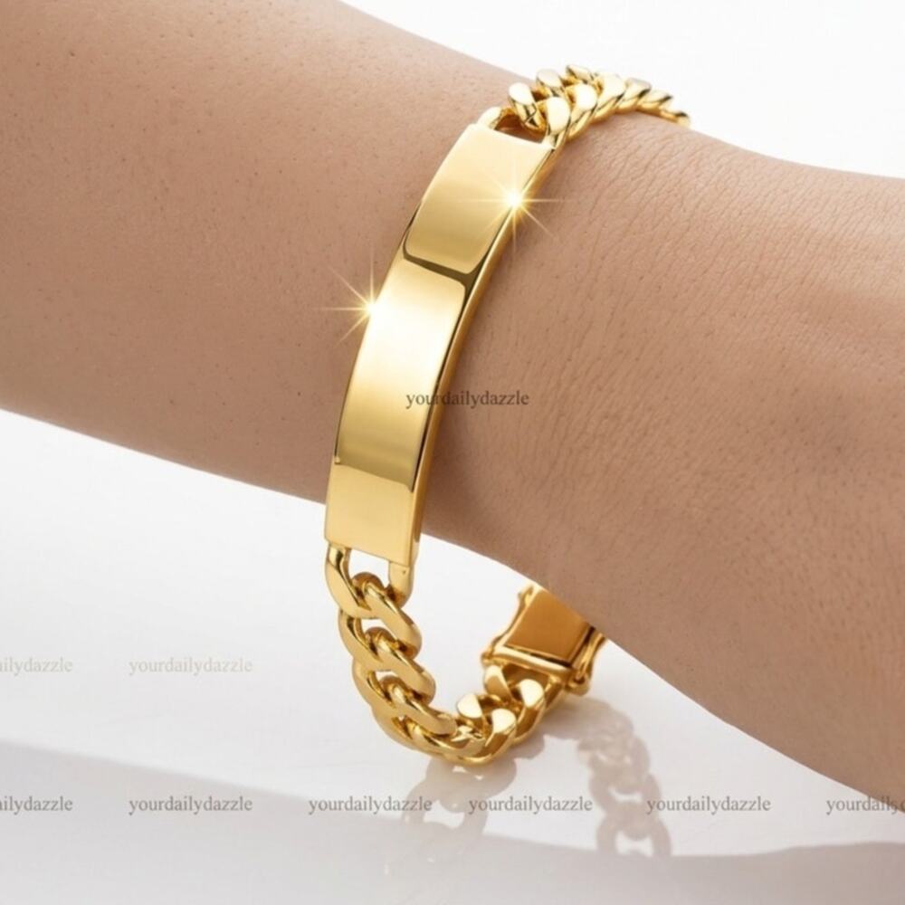 18k Stamped 10MM Gold Plated 20CM  High Quality Bracelet - Picture 2 of 3